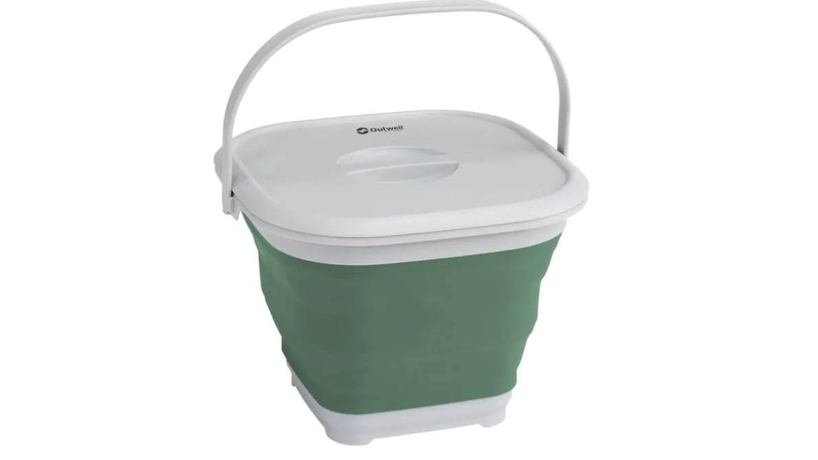 Eckiger Eimer Collaps mit Deckel Shadow Green