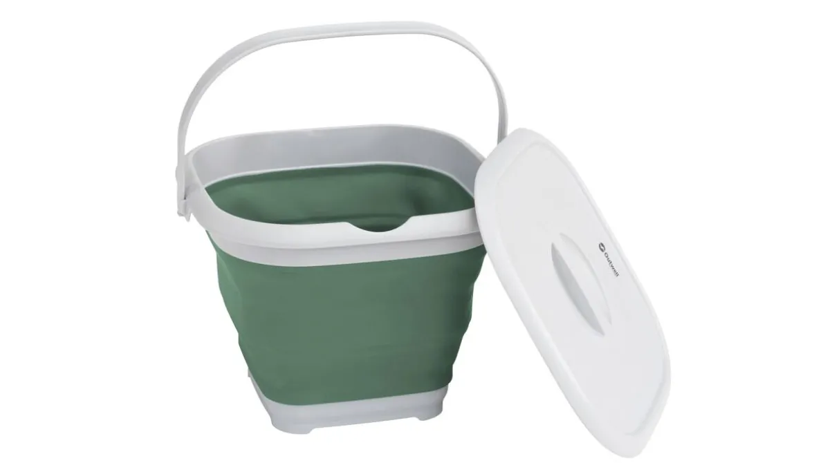 Eckiger Eimer Collaps mit Deckel Shadow Green
