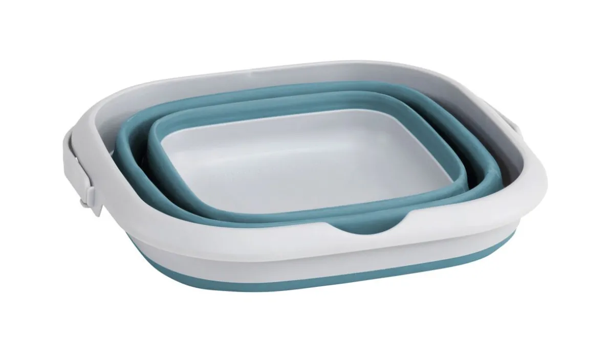 Eckiger Eimer Collaps mit Deckel Classic Blau