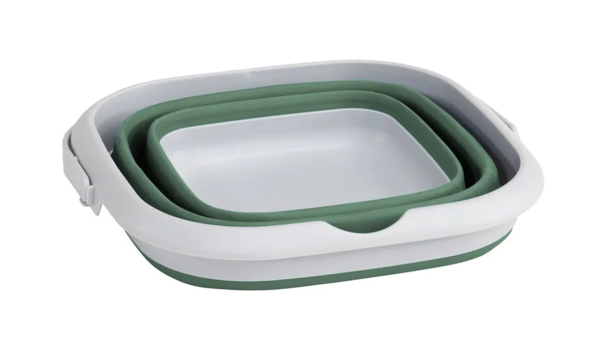 Eckiger Eimer Collaps mit Deckel Shadow Green