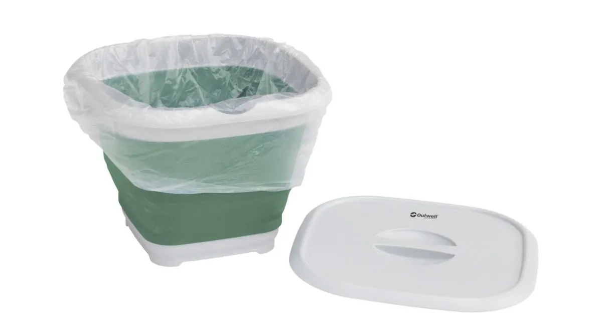 Eckiger Eimer Collaps mit Deckel Shadow Green